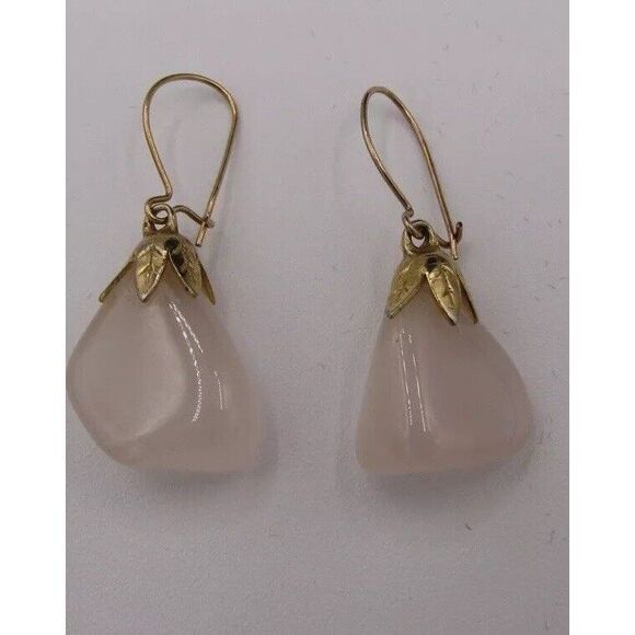 Quartz Gold overlay Dangle Earrings 3.5cm - Picture 4 of 4
